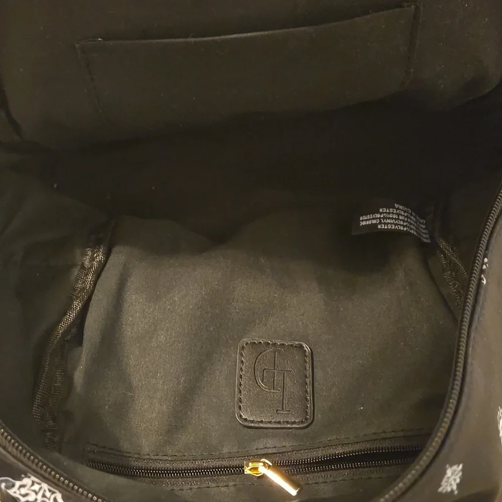 Black Mini Backpack with Cross Pattern And Gold Zippers - Picture 5 of 10